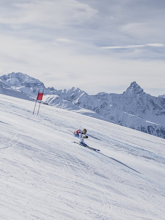 Ski Rennpiste Jakobshorn | © Davos Klosters Mountains Ski race run on the Jakobshorn with view towards the Tinzenhorn. | © Davos Klosters Mountains